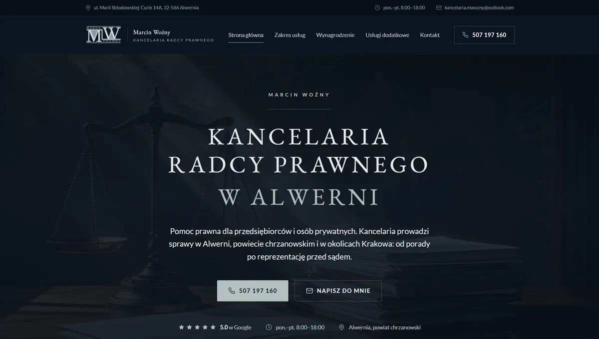 Nowa strona kancelarii prawnik-alwernia.pl